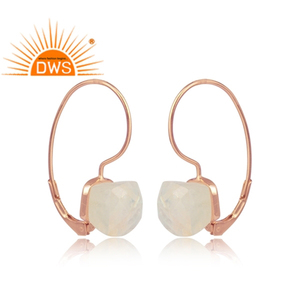 Natural Rainbow Moonstone <b>Earring</b> Jewelry Supplier Rose Gold Plated Silver <b>Clip</b> <b>On</b> <b>Earrings</b> Wholesaler Jewelry - Product Image 2