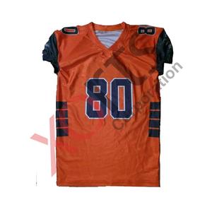 Vente en gros sur mesure Spandex Mesh 100% Polyester Orange & Noir Maillot de football américain Trous respirants Cousu fin - Product Image 1
