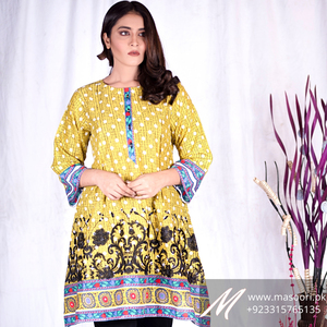 Broderie de fil de pelouse d'impression numérique de haute qualité et travail de miroir-robe de mère et de fille - Product Image 1