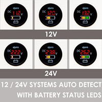 YIS Laut DC 12/24V IP67 Tahan Air Bulat Digital Tegangan Baterai Meter 12V Volt Voltmeter untuk Marine Perahu Mobil Sepeda Motor