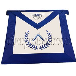 Delantales Masónicos Bordados a Mano para Oficiales de la Logia Azul, con Punto de Cruz, Cinta de Cuero/Terciopelo/Cuero Sintético, Regalia Personalizada - Product Image 3