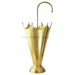 Porte-parapluie en acier inoxydable, forme unique, finition dorée brillante, style moderne, accessoire de luxe pour la maison - Product Image 6