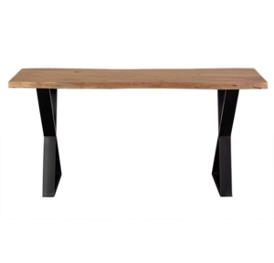 Mobilier design classique de luxe Table console en bois d'acacia massif Live Edge Table console de couloir en finition naturelle avec pied en X - Product Image 5
