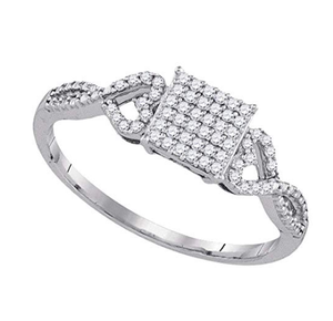 10K White Gold 0.50 TCW Real Round Diamond Cluster Ring for Women|Prong <b>Set</b> <b>Square</b> Design Wedding Band Fine Jewelry Gift Elegant - Product Image 1