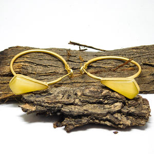 Pendientes de Aro de Latón con Piedras de Diseño Hechos a Mano, Novedad de 2025, para Niñas y Mujeres - Product Image 2