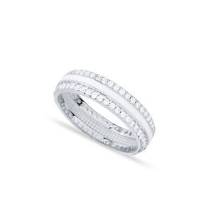 White Enamel Zircon Stone Cluster <b>Ring</b> Handmade Wholesale 925 Sterling Silver Jewelry - Product Image 2