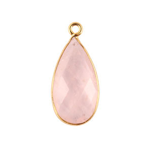 Wholesale Affordable Price Pear Shape Natural Rose Quartz Bezel Setting Connector Gold Plated Diy Single Bail Making Connector - Product Image 1