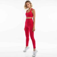 Ensemble 2 pièces personnalisé : Legging et soutien-gorge dos nageur couleur unie respirant, extensible dans les quatre sens, sans couture, idéal pour le yoga, la course et la vente en gros.