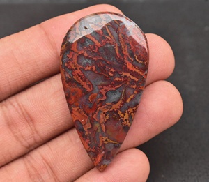 Cabochon en mousse d'agate rouge d'indonése, pierre précieuse pour la fabrication de bijoux, vente en gros, 15 cm - Product Image 4