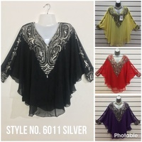 Poncho en Georgette Transparente Grande Taille avec Broderie de Perles Lourdes, Idéal pour Occasions Spéciales, Fabriqué en Inde, Meilleure Vente