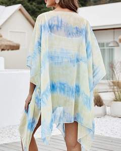 Verano vacaciones Tie Dye Kimono estilo Vintage manga larga playa cubrir para mujeres hasta la rodilla Natural Sexy moda de moda - Product Image 4