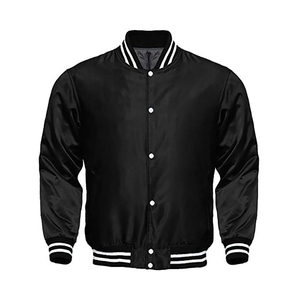 Veste en satin pour homme à revêtement épais en polyester recyclé court noir au prix du fabricant - Product Image 2