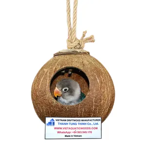 New Design 2023 Pet Nest Cage Bird Natural Coconut Shell House with best price WhatsApp +84 963949178