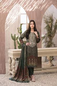 ชุดสูทผ้าลินินปักลายสำหรับสตรีสไตล์ปากีสถาน - Product Image 2