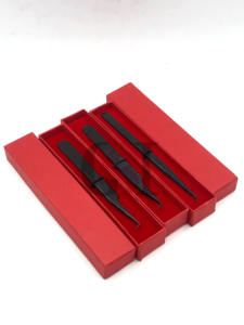 Pinzas de extensión de pestañas de acero inoxidable de 45 y 90 grados de Plasma negro de alta calidad, logotipo personalizado, herramientas de belleza con agarre de diamante - Product Image 3