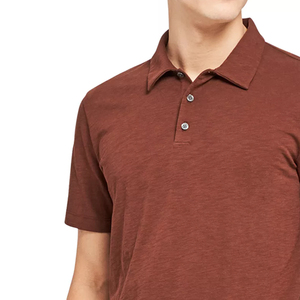 Polo en coton piqué de haute qualité, couleur marron, personnalisable OEM, nouvelle arrivée, pour hommes/garçons, 100% coton. - Product Image 5