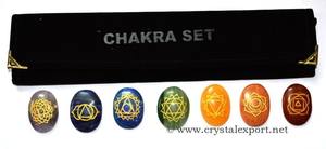 Wholesale 7 Chakra Carved Agate Gemstone Eggs <b>Set</b> Natural <b>Crystal</b> Crafts Souvenir Engraved Feng Shui Reiki - Product Image 5