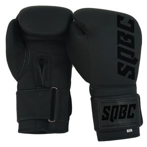 Guantes de boxeo de cuero negro mate, alta calidad, cuero de vaca, muay thai, Para luchadores mma - Product Image 1