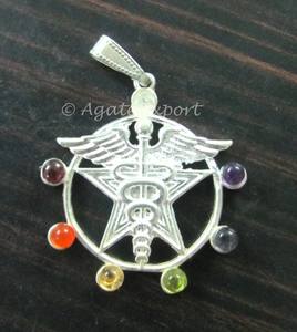 Ange Chakra Pendentifs Guérison Style Feng Shui Agate sculptée Pendentif en pierre précieuse avec gravure pour la décoration intérieure - Product Image 1