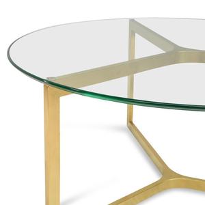 Mesa de centro redonda de cristal elegante y moderna, muebles de sala de estar para el hogar, mesa de centro de cristal con marco de hierro - Product Image 2