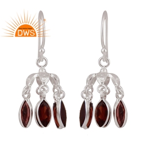 New Arrival Multi Garnet Gemstone Chandelier <b>Earrings</b> Manufacturer <b>Fine</b> 925 Silver Jewelry Wholesaler - Product Image 1