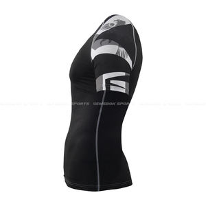 ขายส่งที่กำหนดเอง BJJ การบีบอัดเสื้อยืดแขนสั้นจะทำเพื่อประสิทธิภาพโรงงานทำ BJJ ผื่นยามผู้ชายระเหิด - Product Image 4