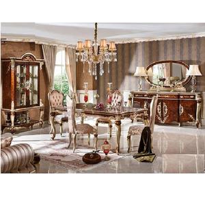 Elegante mesa de comedor turca en nogal pulido francés tallado 4 plazas juego de mesa de comedor de lujo muebles de comedor modernos - Product Image 1