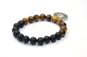 Bracelet en pierres précieuses en vrac à motif naturel rond de 20mm avec perles en bois colorées et bijoux en perles de bois - Product Image 3