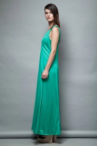 Atractivo Vestido Maxi de Fiesta sin Mangas con Cuello en V y Estampado Floral para Mujer, Largo hasta el Suelo, Cintura Tejida, Teñido Natural - Product Image 3