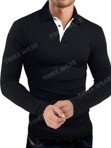 Men's High Quality <b>3</b> Button Full Sleeve Polo Neck European Polo Shirt - Product Image 4