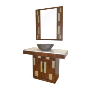 Terra Vanity Set Sink Cabinet Mirror Modern Natural Design Bathroom Bedroom Home Hotel Furniture Wooden Set - Product Image 2