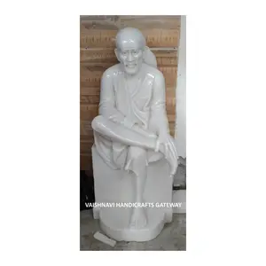 手工制作的独家纯白色大理石Shirdi Sai Baba亚文化2024