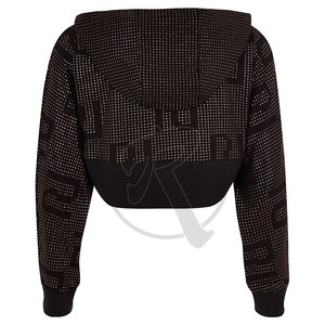 OEM Service เสื้อครอปผู้หญิงแบบสั้นมีฮู้ด,เสื้อครอปผู้หญิงสไตล์ครอปแบบมีหมวกแขนยาว - Product Image 1