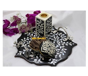 Ensemble de brûleurs à bakhoor de luxe en nacre |   Porte-encens Oud fait main avec boîte de rangement pour la décoration de la maison, cadeau pour le Ramadan et l'Aïd - Product Image 1