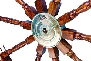 พวงมาลัยเรือโจรสลัด,ทำจากไม้งานฝีมือขนาดเต็มรูปแบบติดผนังทองเหลือง - Product Image 6