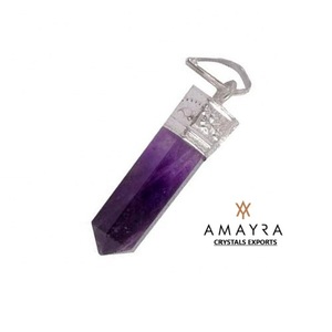 Pendentif crayon améthyste, pendentifs Chakra à vendre, collier Agate de cristaux Amayra, inde, vente en gros - Product Image 3