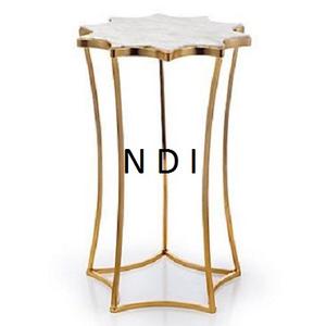 Mesa auxiliar de sofá de nuevo diseño de forma personalizada decorativa hecha a mano con tapa de mármol - Product Image 1