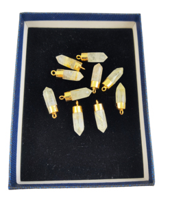 Colgante de punta de Gema rutilada dorada, fabricación de joyas, dijes - Product Image 3