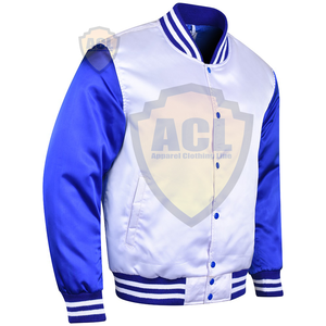 Satén 100% unisex chaqueta varsity dos color cómodo Etiqueta Privada Venta caliente equipo universitario de béisbol simple chaqueta - Product Image 2