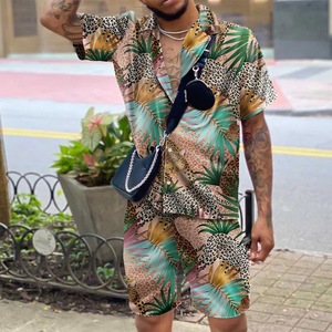 T-shirt hawaïen à manches courtes pour hommes, ensemble 2 pièces, haut à boutons par Sublimation, nouveau, 2020 - Product Image 5