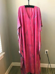 Dulce Sexy Tie-Dye Kaftan para mujer Media manga Escote en V Tamaño libre Hasta el suelo Beach Kaftan Bohemio Ecológico Lavable - Product Image 6
