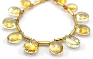 Pierre de naissance de novembre 1 brin pierre Citrine naturelle 17 pièces perles de Briolette à facettes en forme de poire - Product Image 5