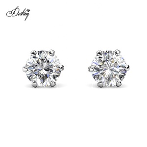 Pierre précieuse parfaite Moissanite diamant 925 argent sterling 18k plaqué or Solitaire boucles d'oreilles bijoux de destin - Product Image 3