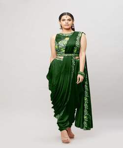 Auto conçu fête porter Designer soie brodé Saree avec chemisier pièce douce soie dentelle bordure Sari vêtements de mariage femmes dernier ApparelGarment - Product Image 5