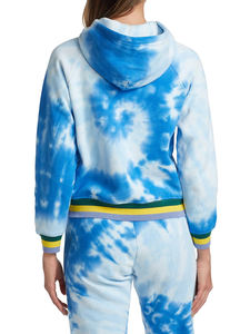 ใหม่อินเทรนด์ผู้หญิงขายร้อนวัสดุที่ดีที่สุดที่กําหนดเองสีฟ้าและสีขาวมัดย้อมพิมพ์ถนนสวมเสื้อฮู้ด - Product Image 5