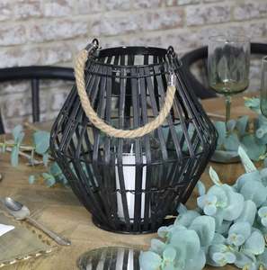 Linterna de alambre de hierro para decoración, linterna convexa negra para boda, vacaciones, casa, Hotel, restaurante, gran calidad, venta al por mayor - Product Image 1