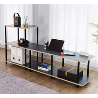Meuble TV moderne extensible en bois et métal pour salon, avec table basse et étagère de rangement ouverte