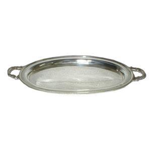 Venta caliente moderna nueva bandeja redonda de plata en relieve para servir con asas nuevo diseño elegante bandeja de presentación - Product Image 1