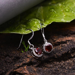Pendientes largos de plata de ley 2,3 Con gema Natural granate, pendientes colgantes de 92,5 gramos con gema roja de 1,1 pulgadas, joyería chapada en plata - Product Image 2