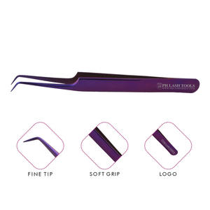 Purple Volume Eyelash Extension Tweezer 6mm 75deg with Your Own Logo, Heavy Duty Eyelash Extension Volume Tweezer - Product Image 1